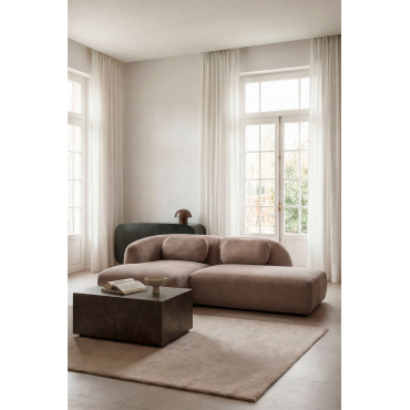 Left 2-piece Modular Chaise Longue Sofa With Right Divan In Coquette Chenille Chenille Brown Wheat - Sklum