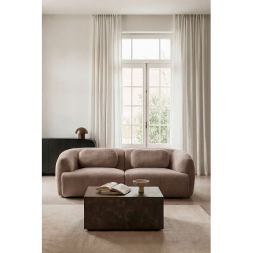 2-piece Modular Sofa In Coquette Chenille Chenille Brown Wheat - Sklum