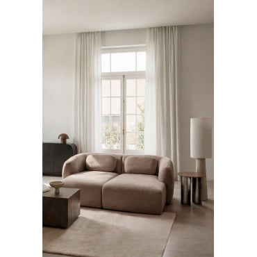 2-piece Modular Chaise Longue Sofa In Coquette Chenille Chenille Brown Wheat - Sklum