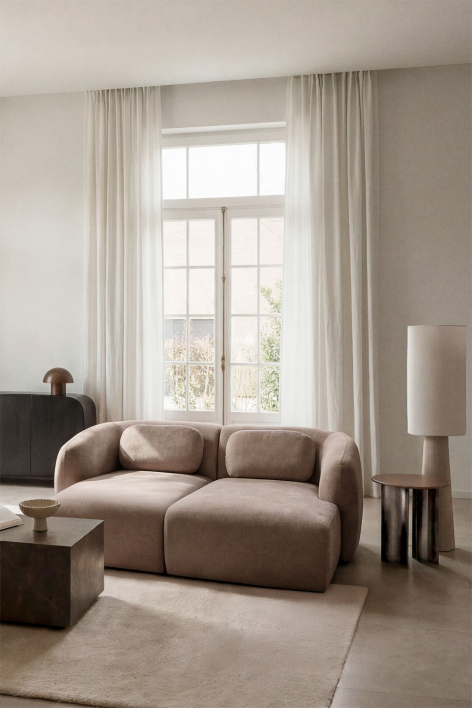 2-piece modular chaise longue sofa in Coquette chenille