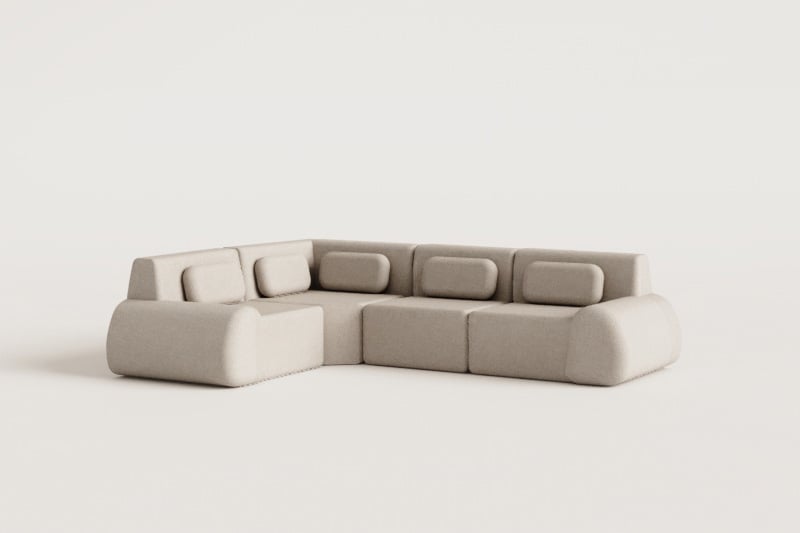 4-piece modular corner sofa in vacuum-packed chenille Merida