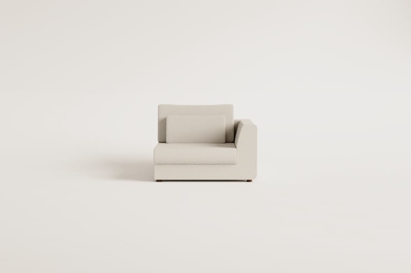 Right corner module for modular sofa with adjustable headrest in Cataline chenille