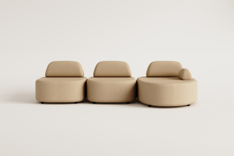 3-piece right modular chaise longue sofa upholstered Giorgia