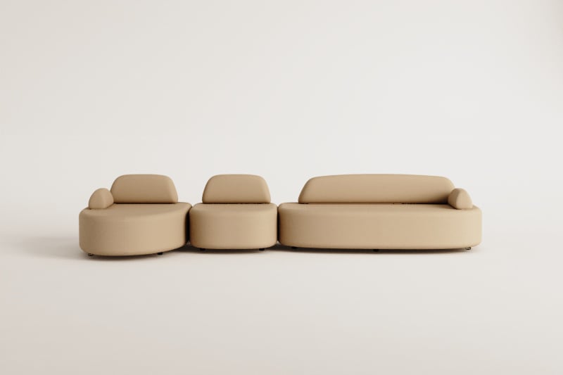 Left 3-piece modular chaise longue sofa with Giorgia upholstered corner module