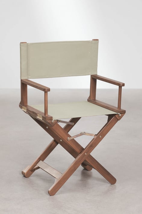Ridley folding director's chair in acacia wood - Green Khaki