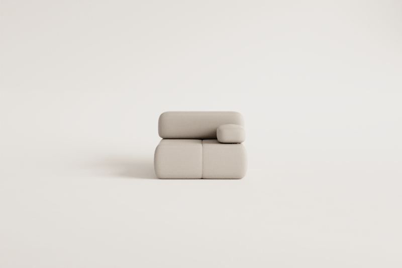 Right corner module for Kendall vacuum-packed bouclé modular sofa