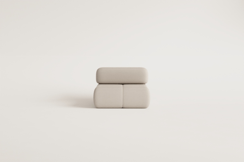 Central module for modular sofa in vacuum-packed bouclé Kendall