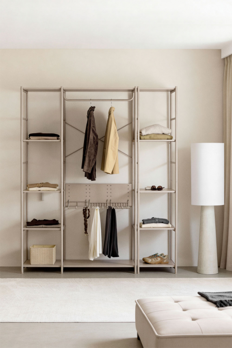 Elviah 2-piece open modular wardrobe with iron shelf - Moka Brown