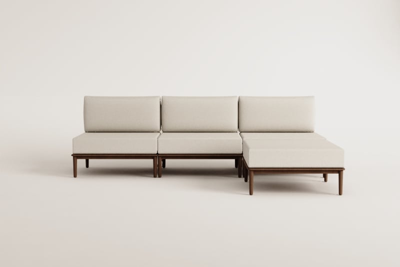 Giulia 3-piece modular garden sofa and pouf in acacia