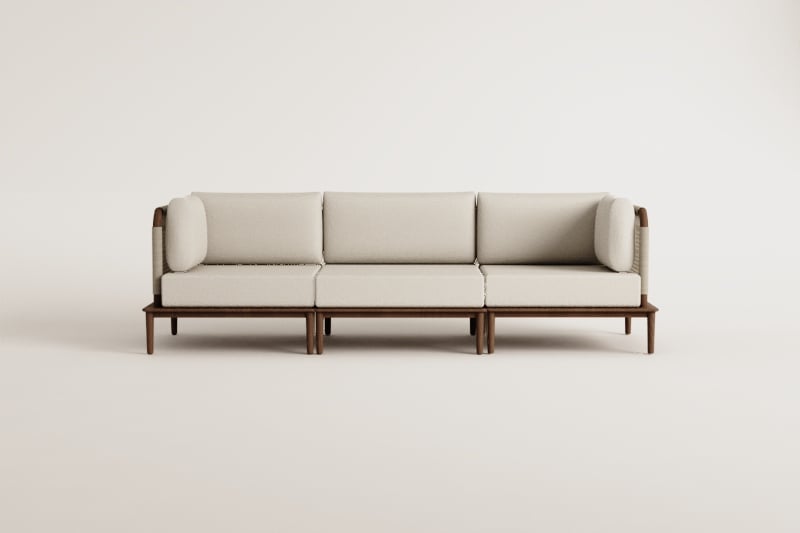 Giulia 3-piece modular garden sofa with 2 corner armchairs in acacia