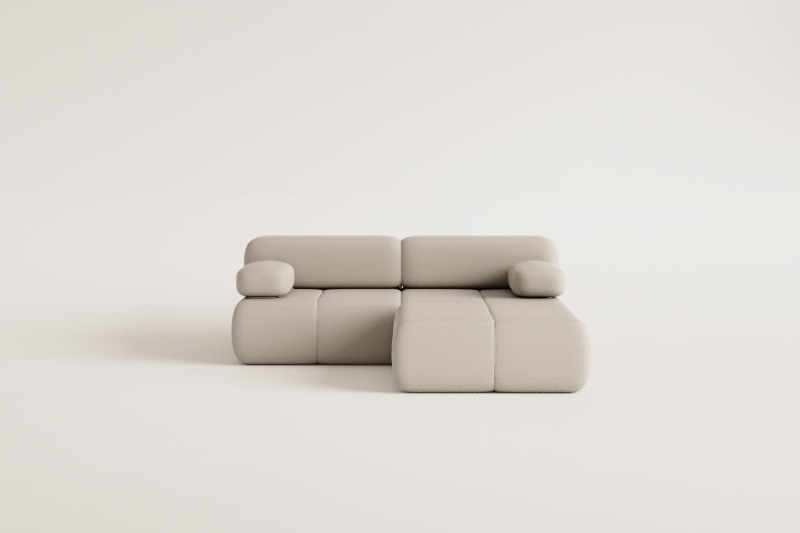 Kendall 2-piece modular sofa and bouclé vacuum-packed pouf