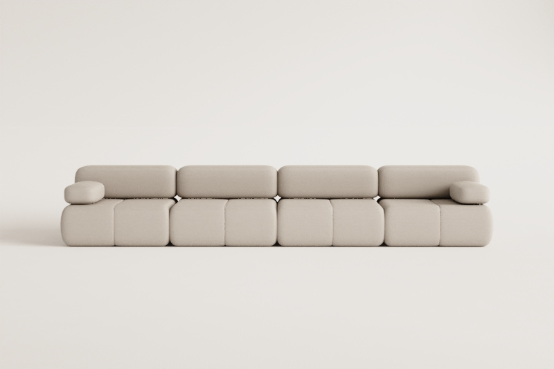 Vacuum-packed 4-piece modular bouclé sofa Kendall