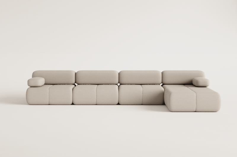 Kendall 4-piece modular sofa and bouclé vacuum-packed pouf