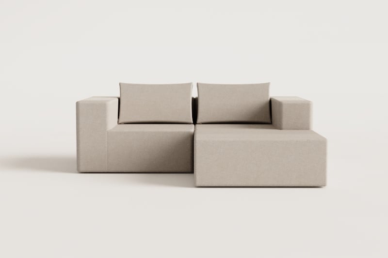 Norridge 2-piece modular sofa and pouf in vacuum-packed chenille