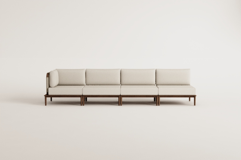 Giulia 4-piece modular garden corner sofa in acacia