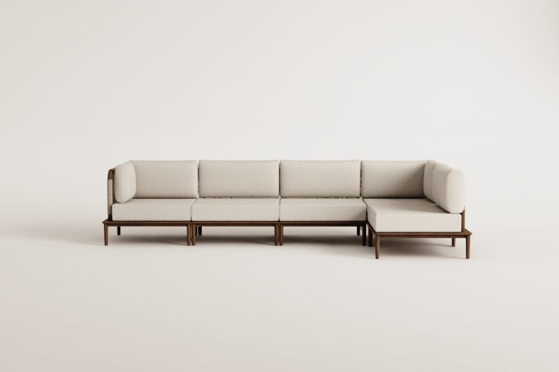 Giulia 5-piece modular acacia corner sofa