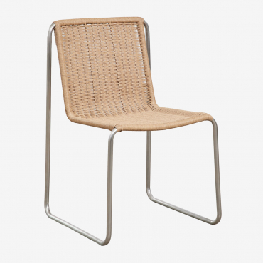 Omaha Garden Chair In Stainless Steel And Synthetic Rattan Brown Rattan - Sklum