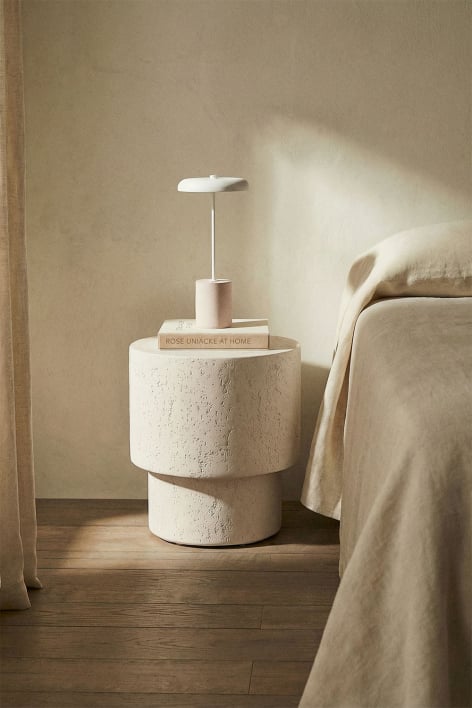 Pack of 2 Selara Ø45 cm cement bedside tables
