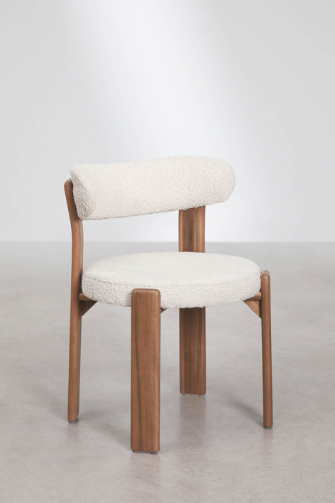 Pack of 2 garden chairs in acacia wood and bouclé fabric Milos