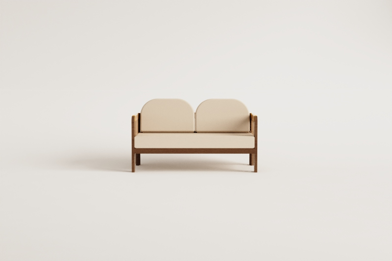 2-seater garden sofa in acacia wood and braided rope Serel