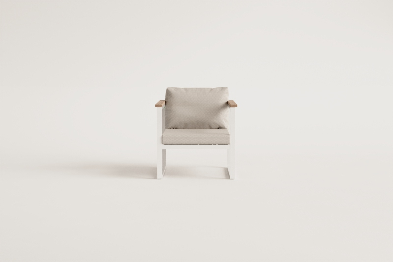 Garden armchair in aluminum and Lipov acacia wood