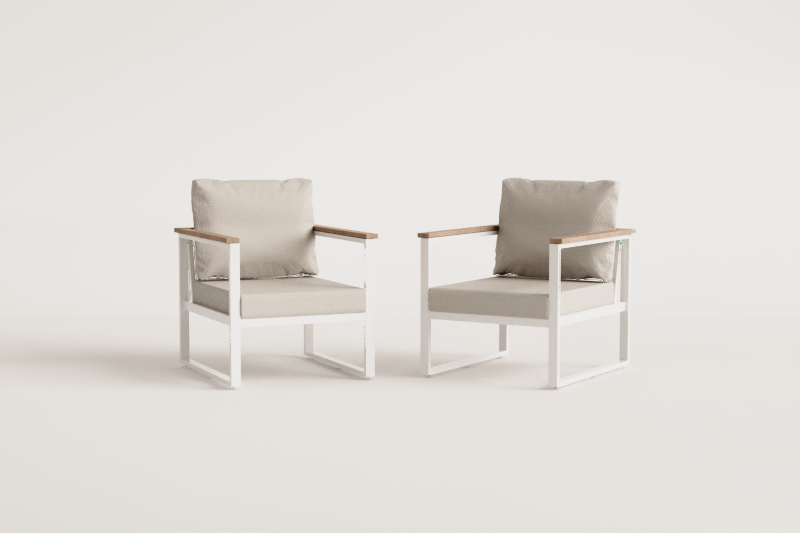 Pack of 2 garden chairs in aluminum and Lipov acacia wood
