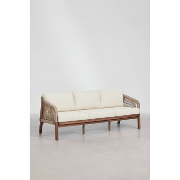 3-seater Garden Sofa In Acacia Wood Dubai Gardenia White & Dark Acacia Brown - Sklum