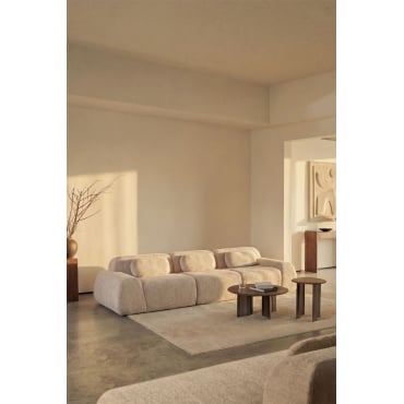 3-piece Modular Sofa In Vacuum-packed Chenille Merida Thick Beige Tapioca Chenille - Sklum