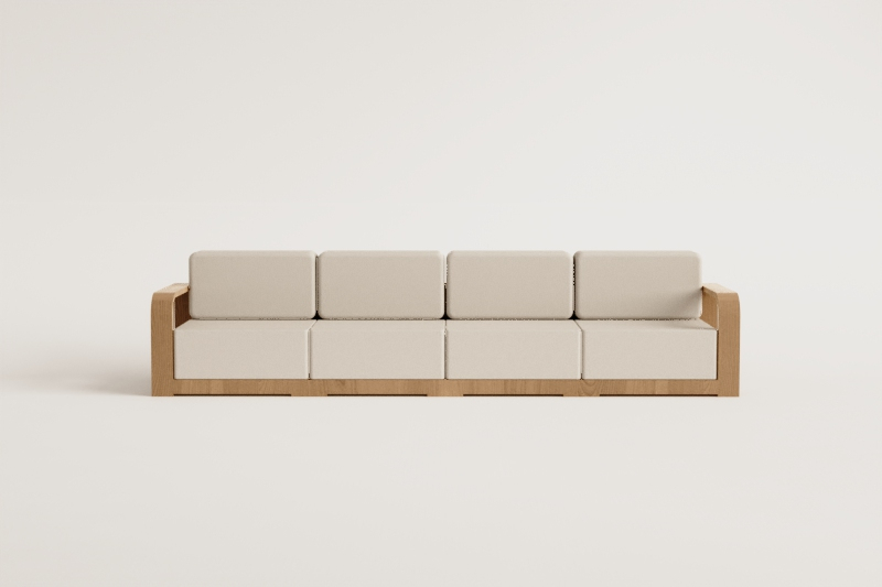 4-piece garden modular sofa with acacia wood armrests Brivori