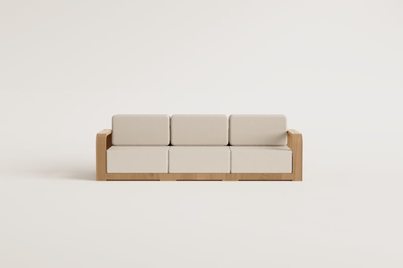 3-piece garden modular sofa with acacia wood armrests Brivori