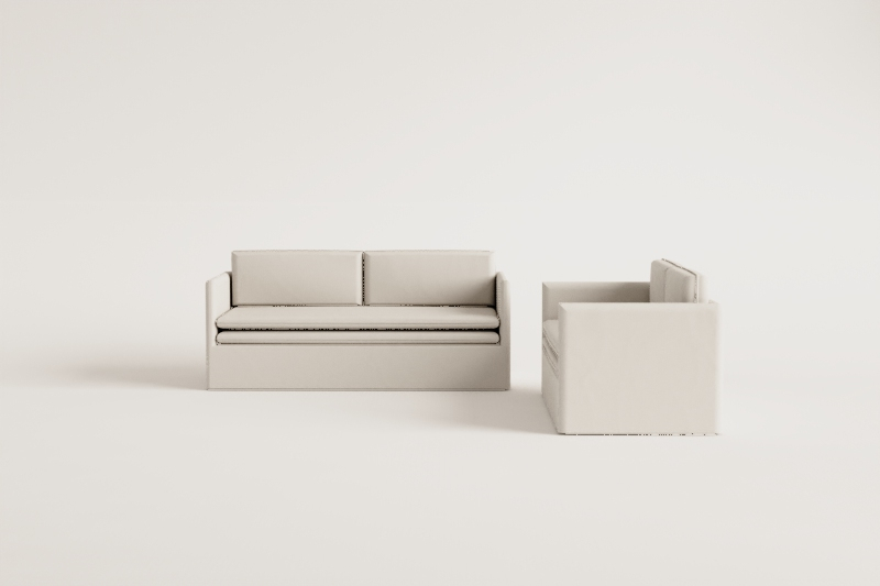 Living room set with 2-seater sofa and 3-seater sofas in linen and cotton Grace