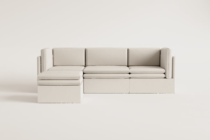 Grace 3-piece modular sofa and ottoman in linen and cotton
