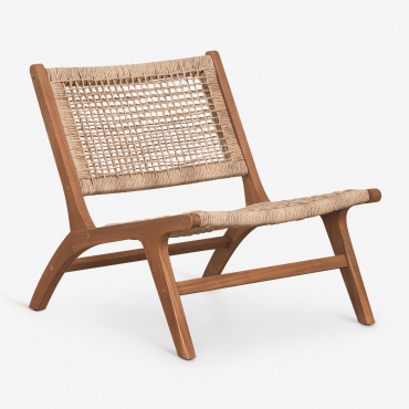 Pack Of 2 Armchairs In Acacia Wood And Synthetic Rattan Verlian Acacia Brown - Sklum
