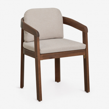 Pack Of 2 Dining Chairs With Armrests In Acacia Wood Uleno Dark Acacia Brown - Sklum