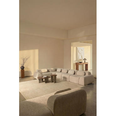 5-piece Modular Corner Sofa In Vacuum-packed Chenille Merida Thick Beige Tapioca Chenille - Sklum
