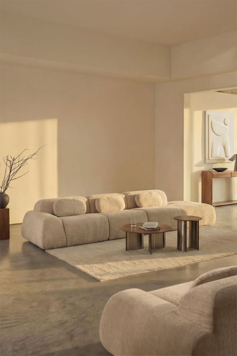 3-piece right chaise modular sofa in vacuum-packed chenille Merida