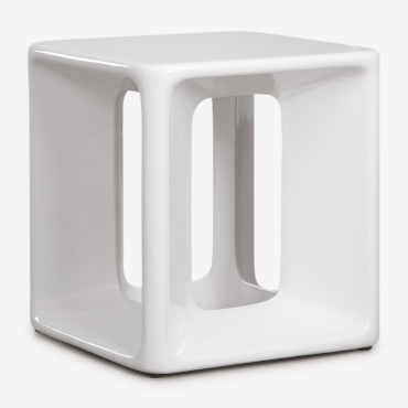 Square 40x40 Cm Garden Side Table In Cement And Fiberglass Lilou White - Sklum