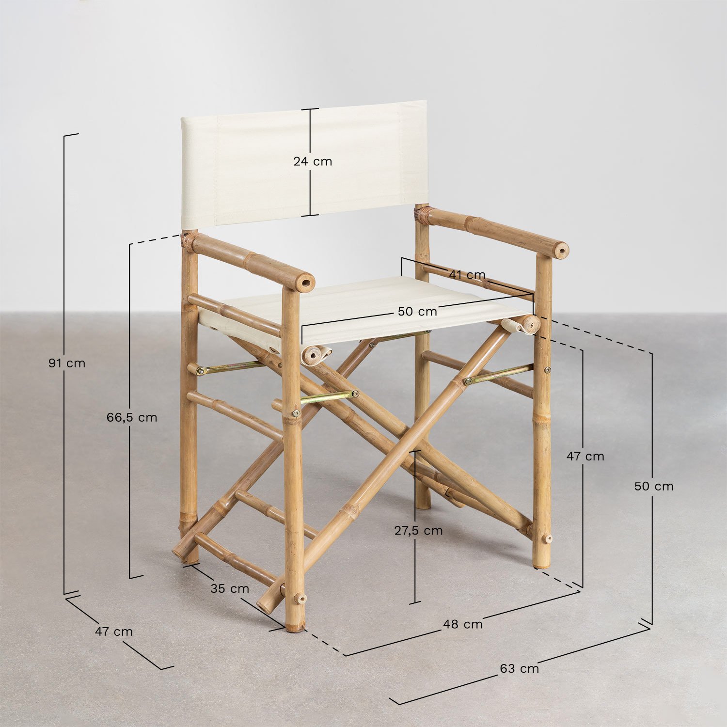 Woody bamboo folding garden director chair, medidas