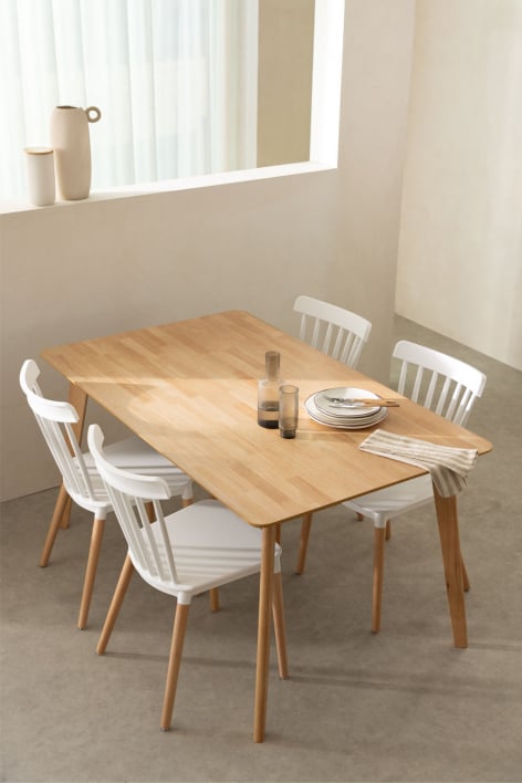 Rectangular dining table in MDF and rubberwood Kerhen - Natural Wood