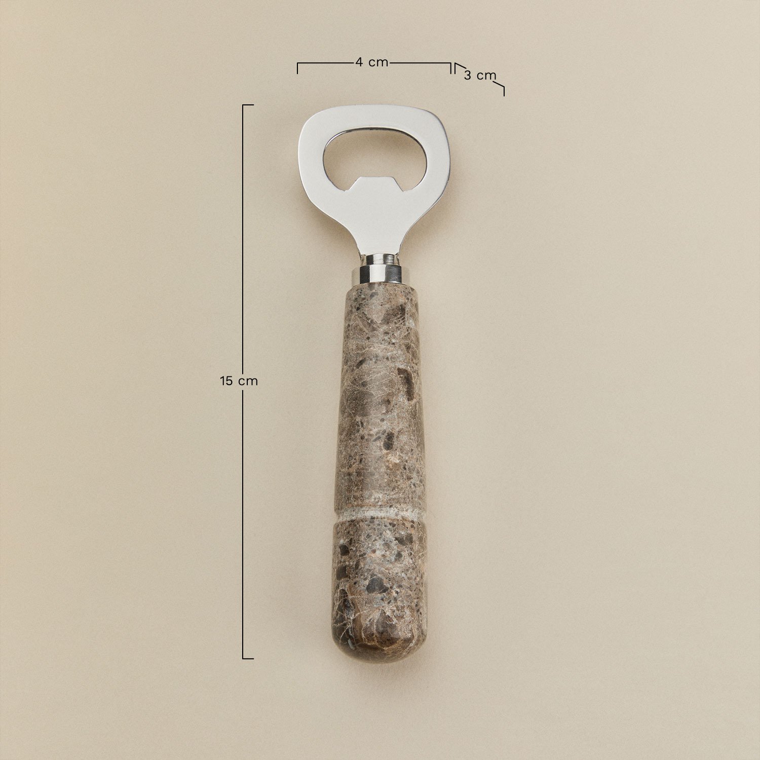 Calven marble and steel bottle opener, medidas