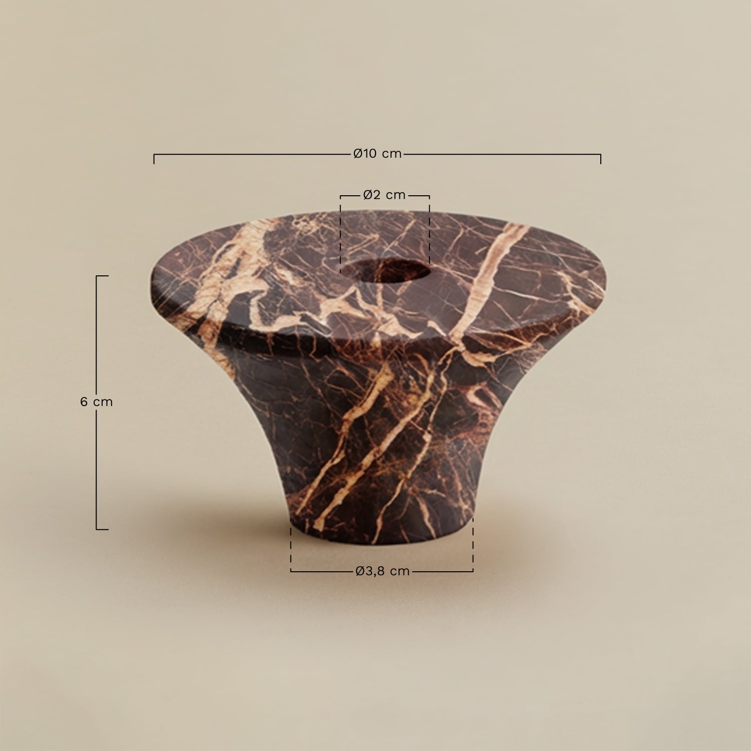 Pack of 2 natural stone Bellvion candle holders, medidas