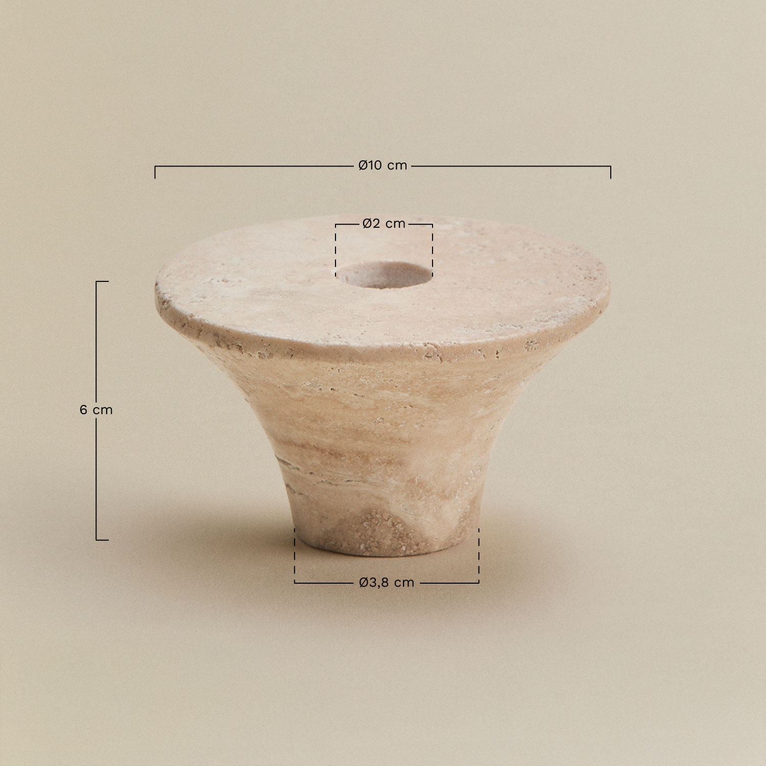 Pack of 2 natural stone Bellvion candle holders, medidas