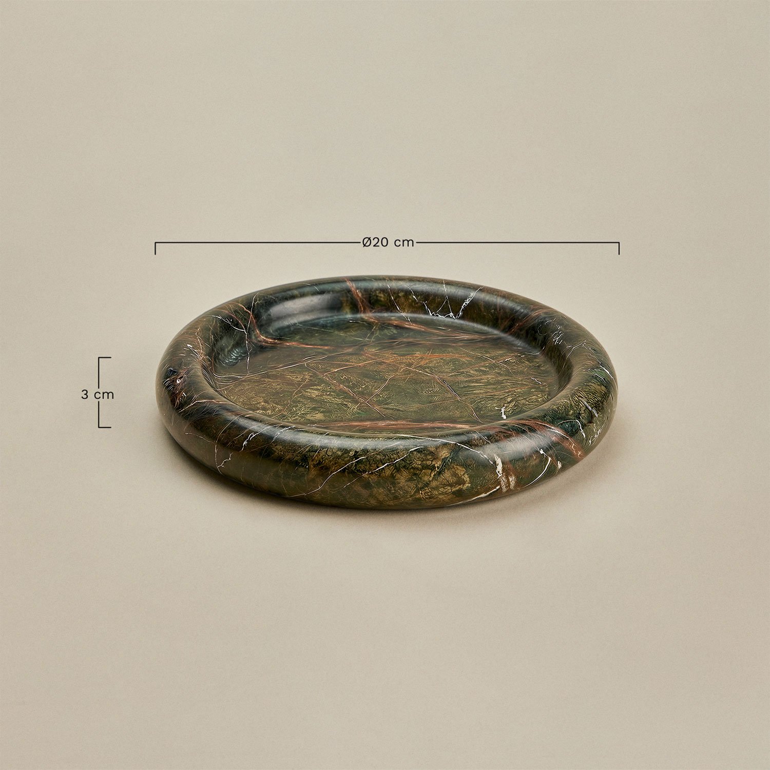 Velmar round Ø20 cm marble catchall tray, medidas