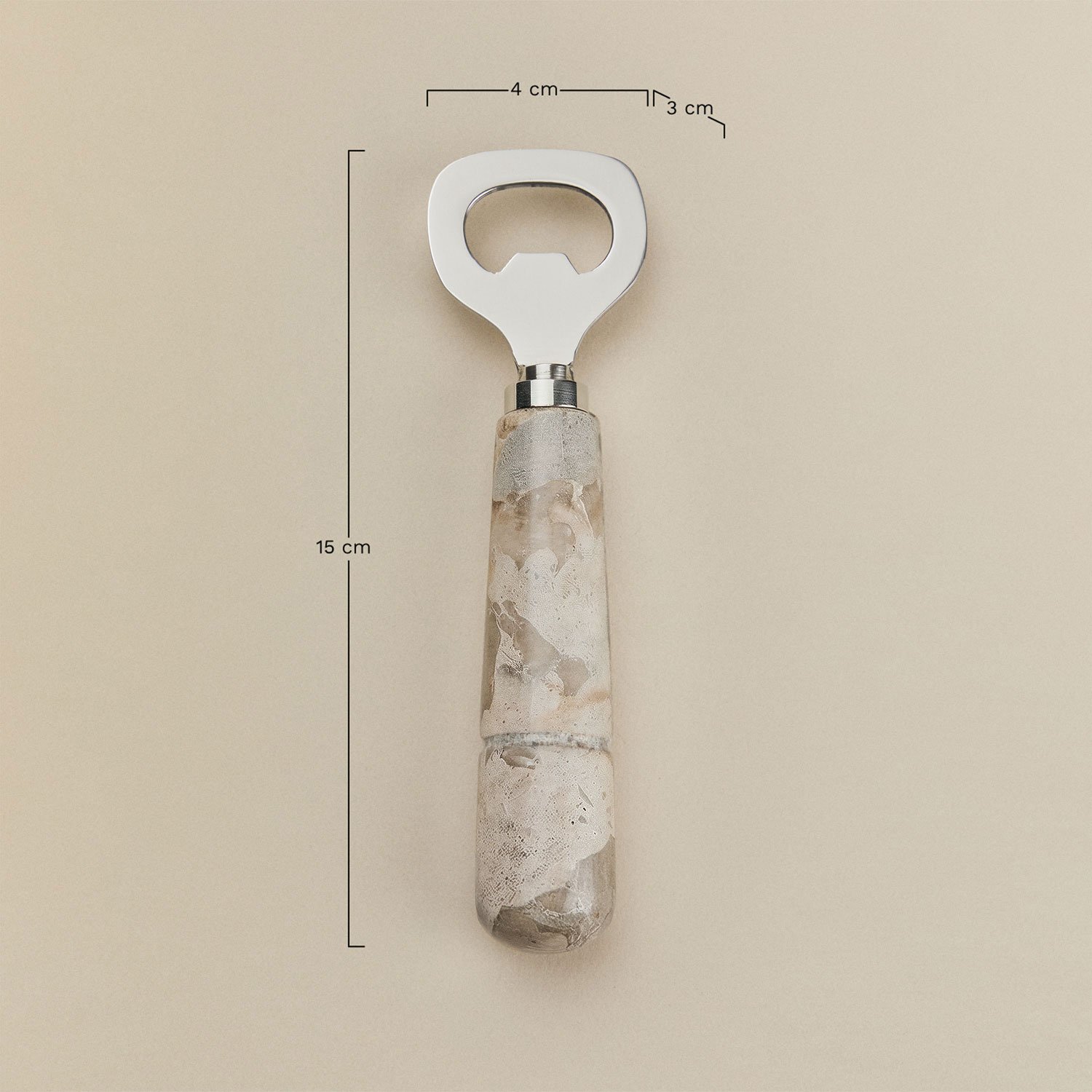 Calven marble and steel bottle opener, medidas
