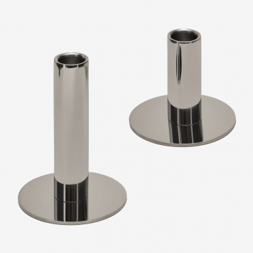 Set Of 2 Tyva Steel Candlesticks Stainless Steel - Sklum