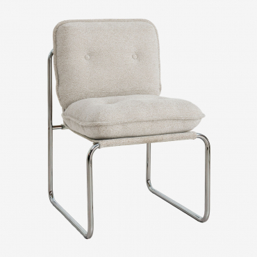 Pack Of 2 Matilda Upholstered Dining Chairs Natural Colors Bouclé - Sklum