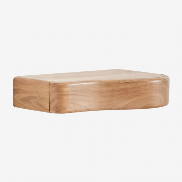 Floating Bedside Table 40x25 Cm With Storage In Acacia Wood Nireimi Acacia Brown - Sklum