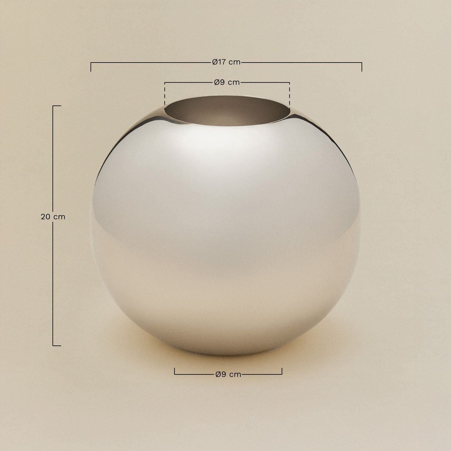 Brania stainless steel vase, medidas