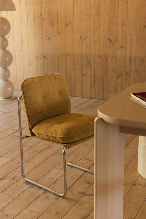 Matilda upholstered dining chair - Honey Yellow Bouclé