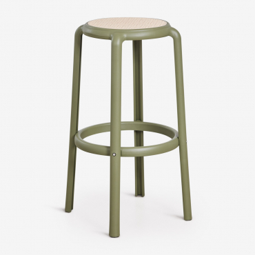 Pack Of 2 Omara Tall Garden Stools Deep Olive Green & ↑75 Cm - Sklum